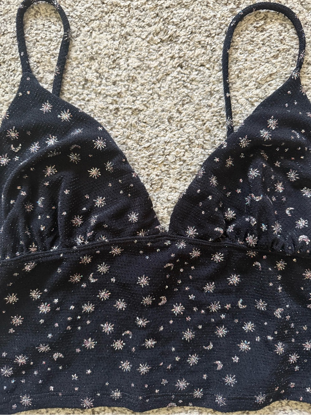 Urban Outfitters Black Top with Sparkle Trim - Picture 2 of 4
